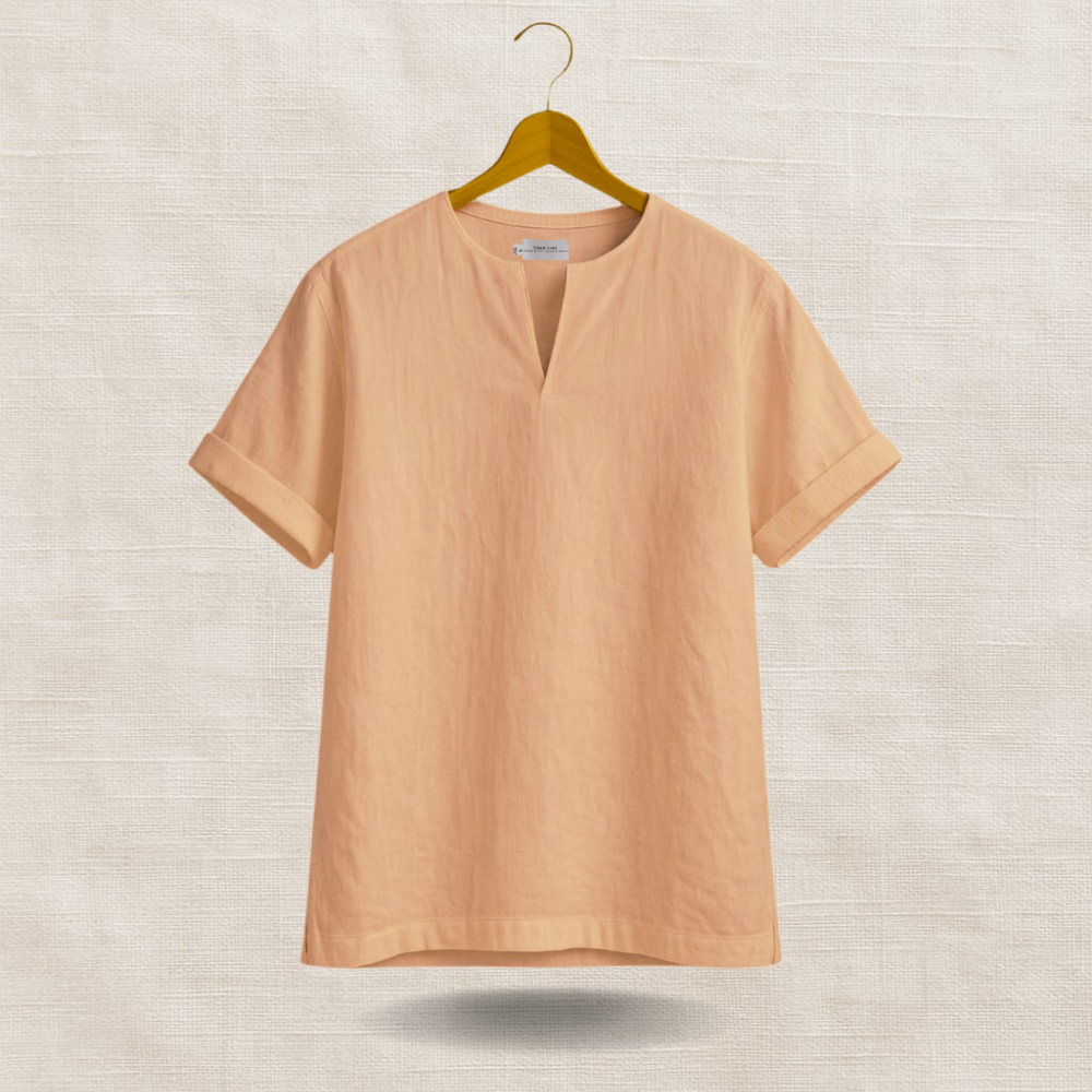 Light Orange Short Sleeve - linen shirt
