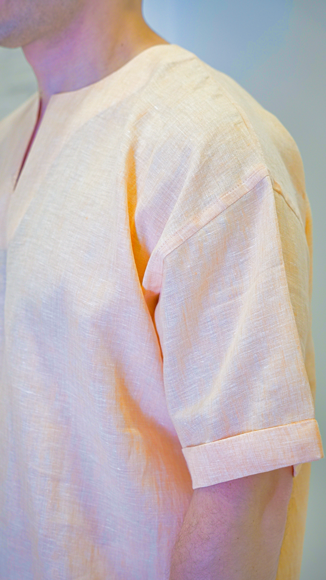 Light Orange Short Sleeve - linen shirt