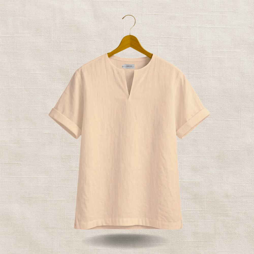 Beige Short Sleeve - linen shirt