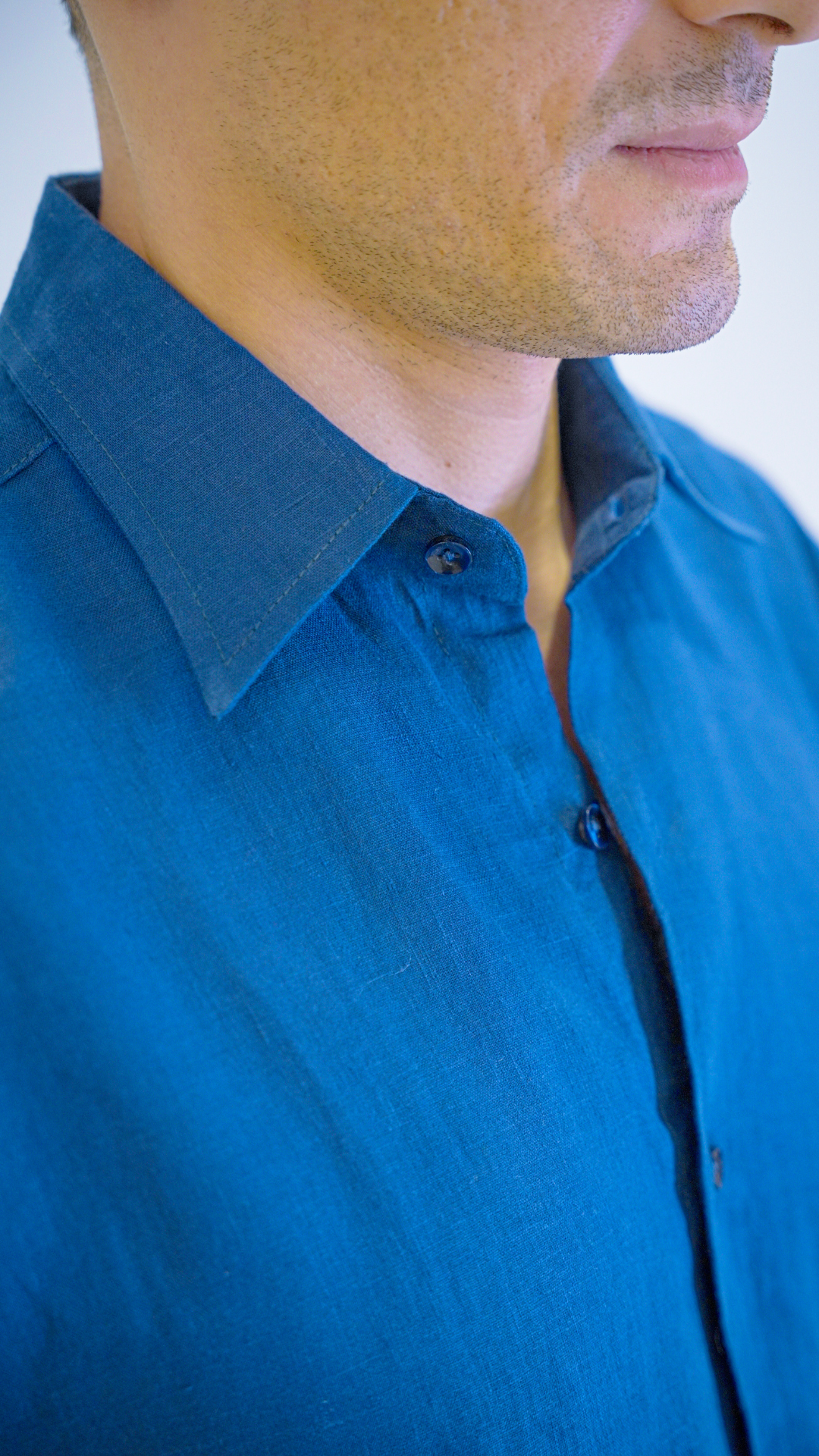Navy Blue Long Sleeve - linen shirt