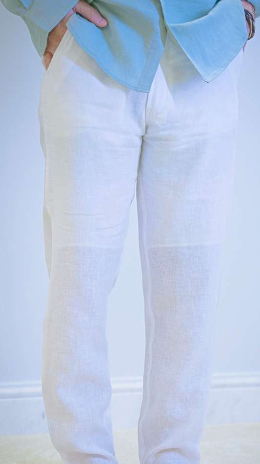 White linen pants