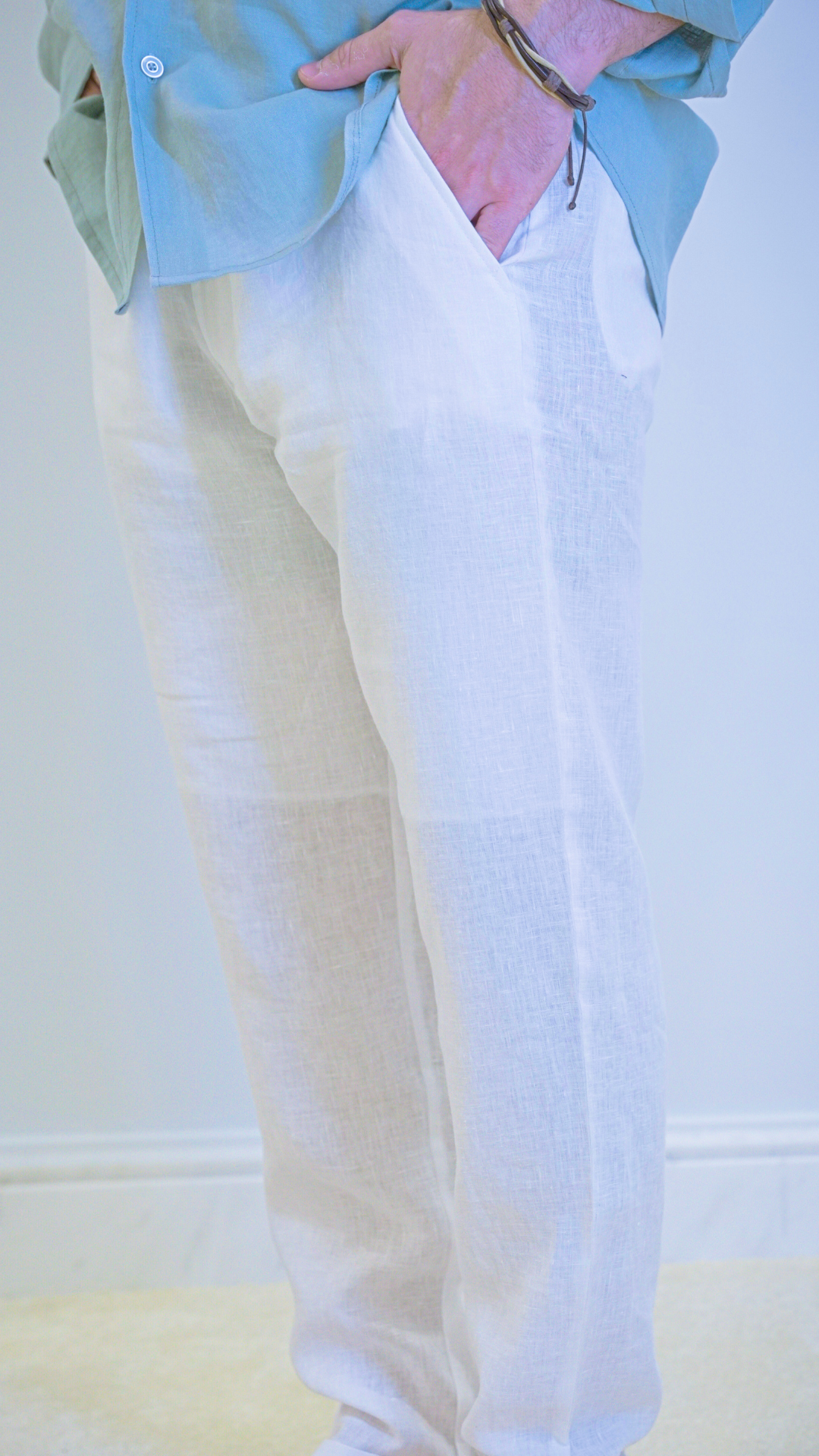 White linen pants