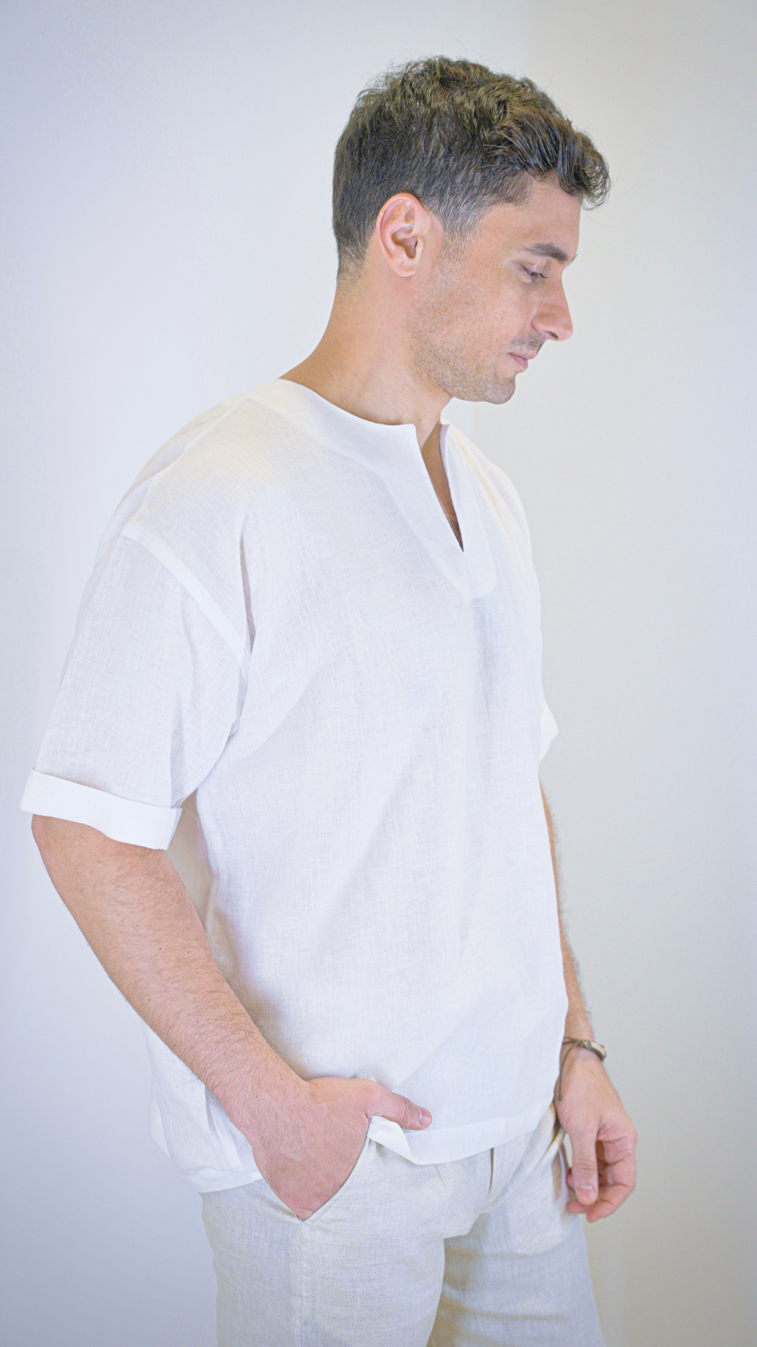 White Short Sleeve - linen shirt