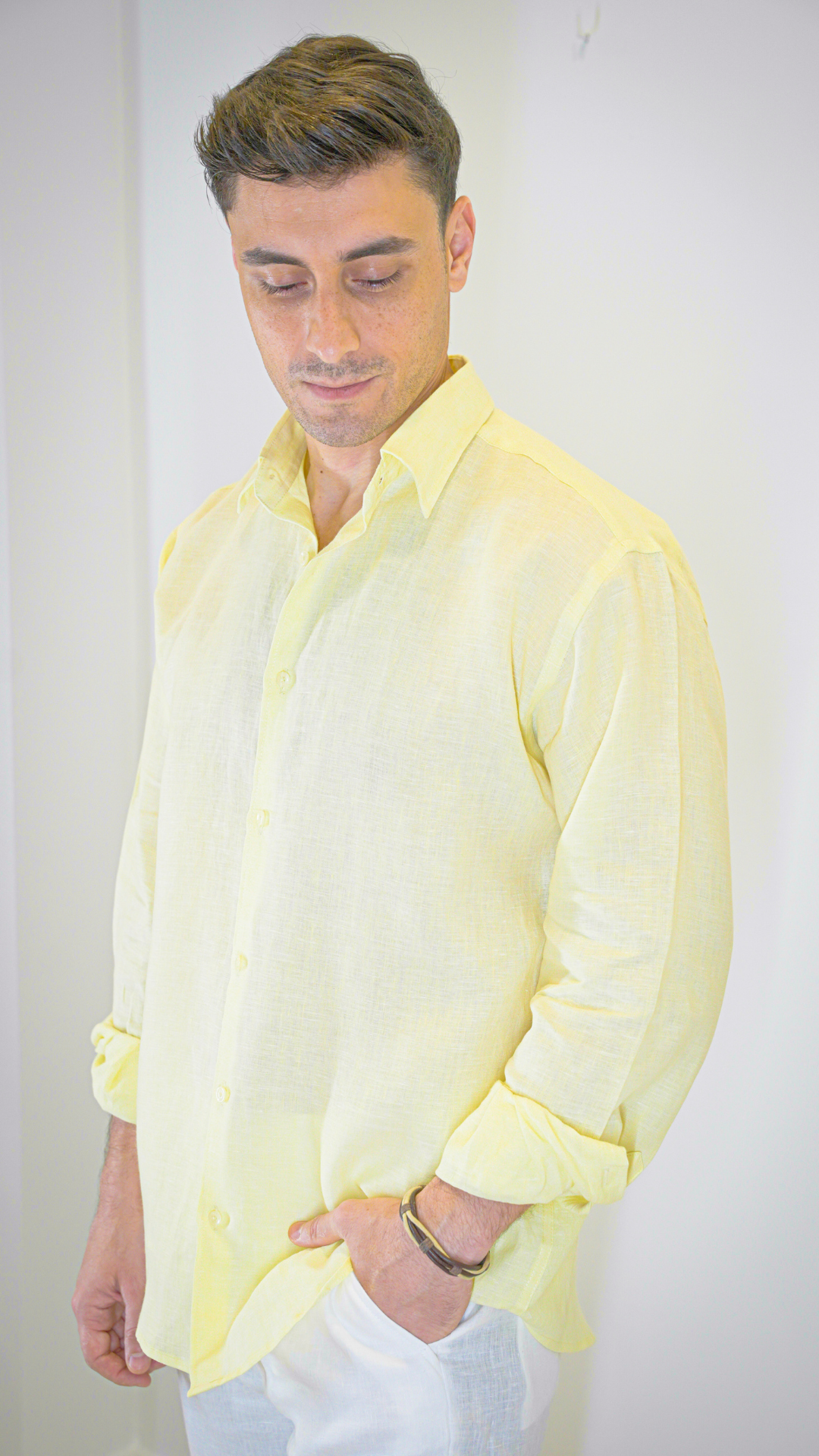 Light Yellow Long Sleeve - linen shirt