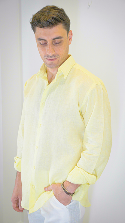 Light Yellow Long Sleeve - linen shirt
