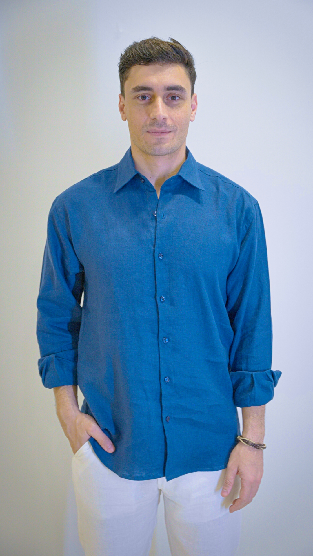 Navy Blue  Long Sleeve - linen shirt
