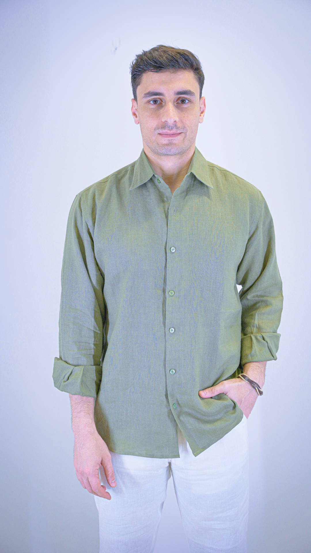 Dark Green Long Sleeve- linen shirt