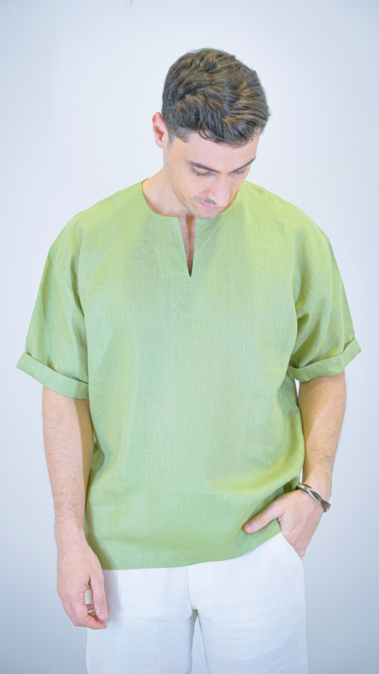 Green Short Sleeve - linen shirt