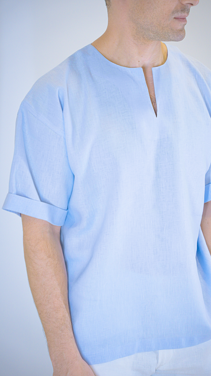 Blue Short Sleeve - linen shirt