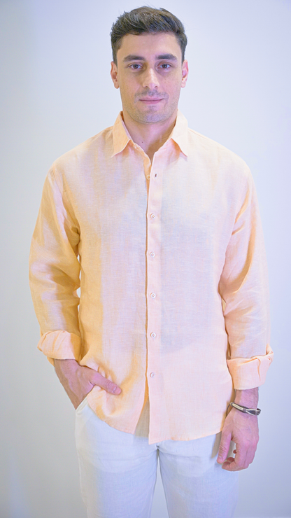 Light Orange Long Sleeve - linen shirt