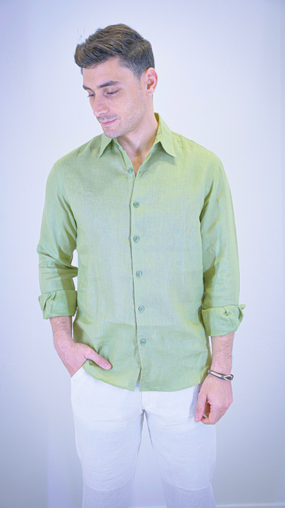 Green Long Sleeve - linen shirt