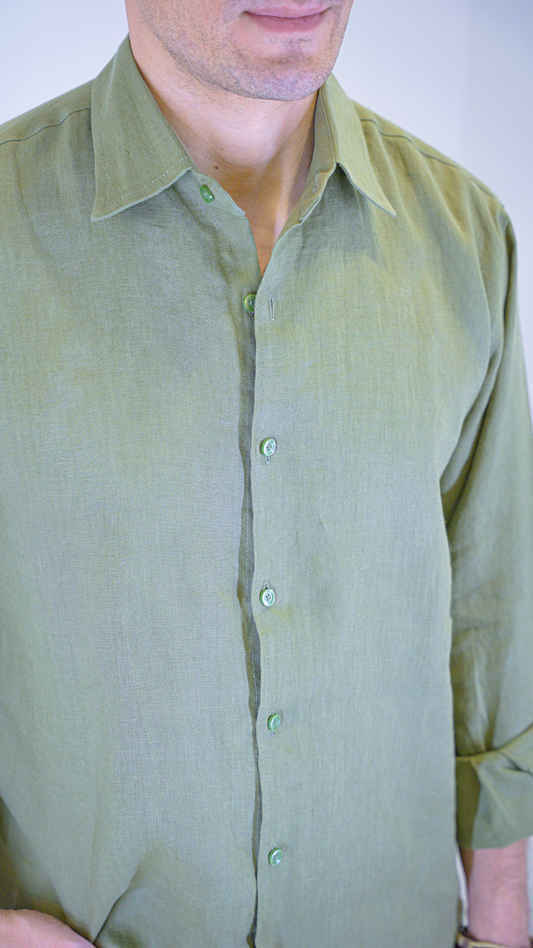 Dark Green Long Sleeve- linen shirt