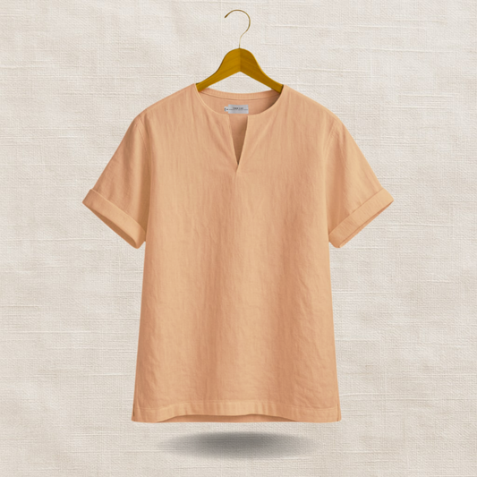 Light Orange Short Sleeve - linen shirt