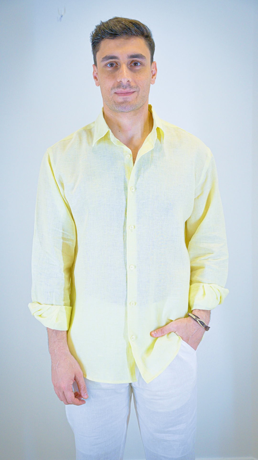 Light Yellow Long Sleeve - linen shirt