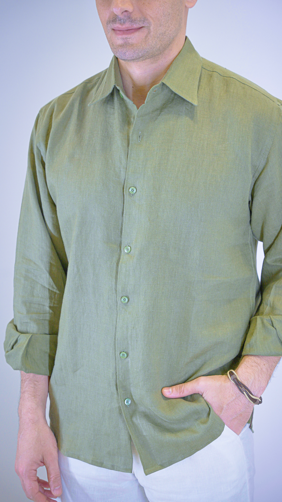 Dark Green Long Sleeve- linen shirt