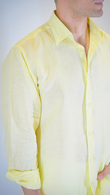 Light Yellow Long Sleeve - linen shirt