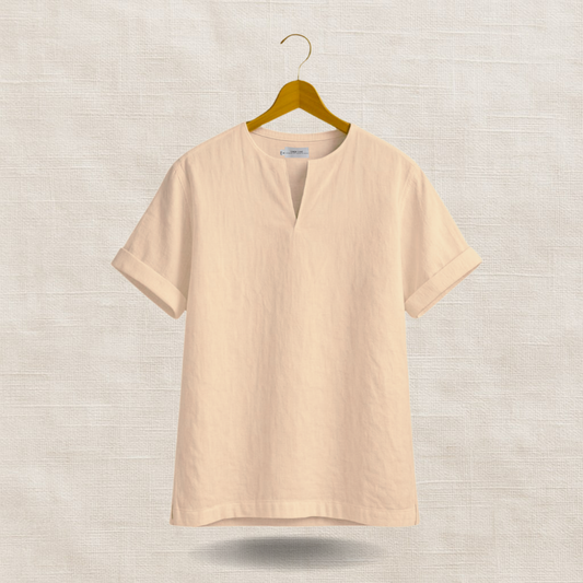 Beige Short Sleeve - linen shirt
