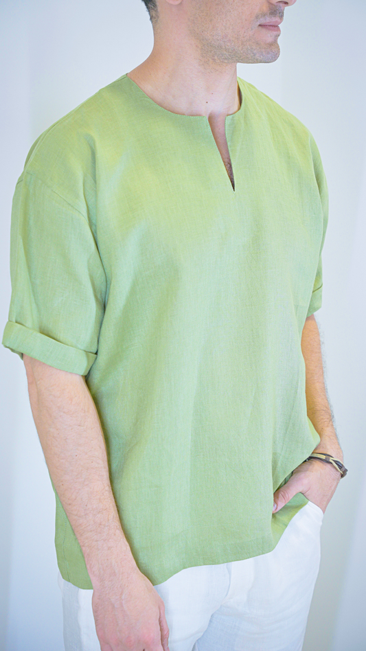 Green Short Sleeve - linen shirt