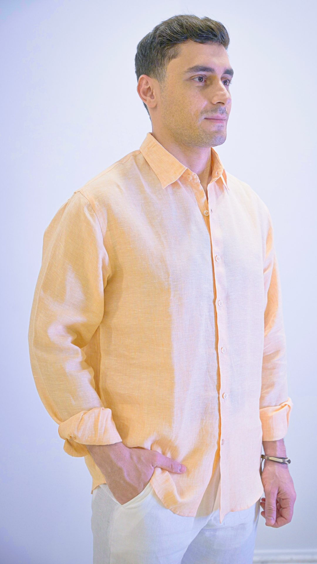 Light Orange Long Sleeve - linen shirt