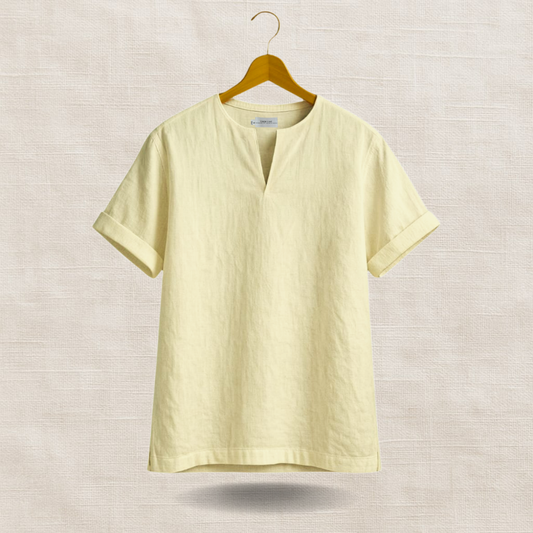 Light Yellow Short Sleeve - linen shirt