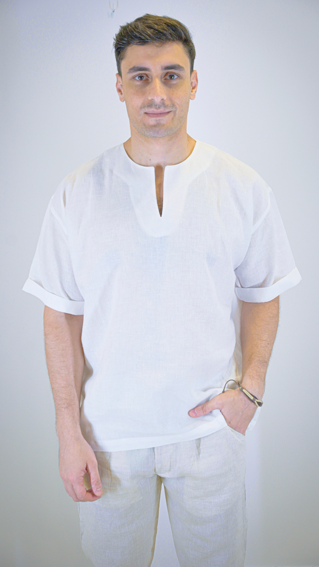 White Short Sleeve - linen shirt