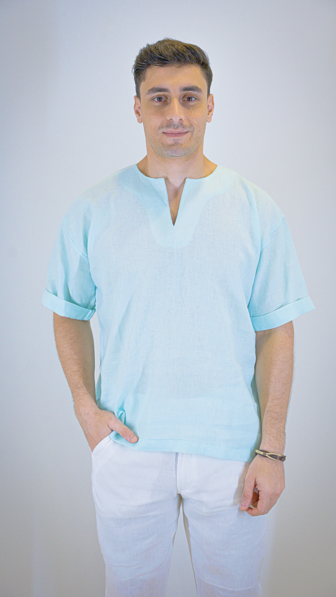 Light Blue Short Sleeve - linen shirt