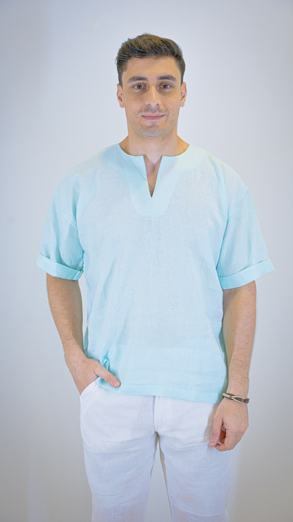 Light Blue Short Sleeve - linen shirt