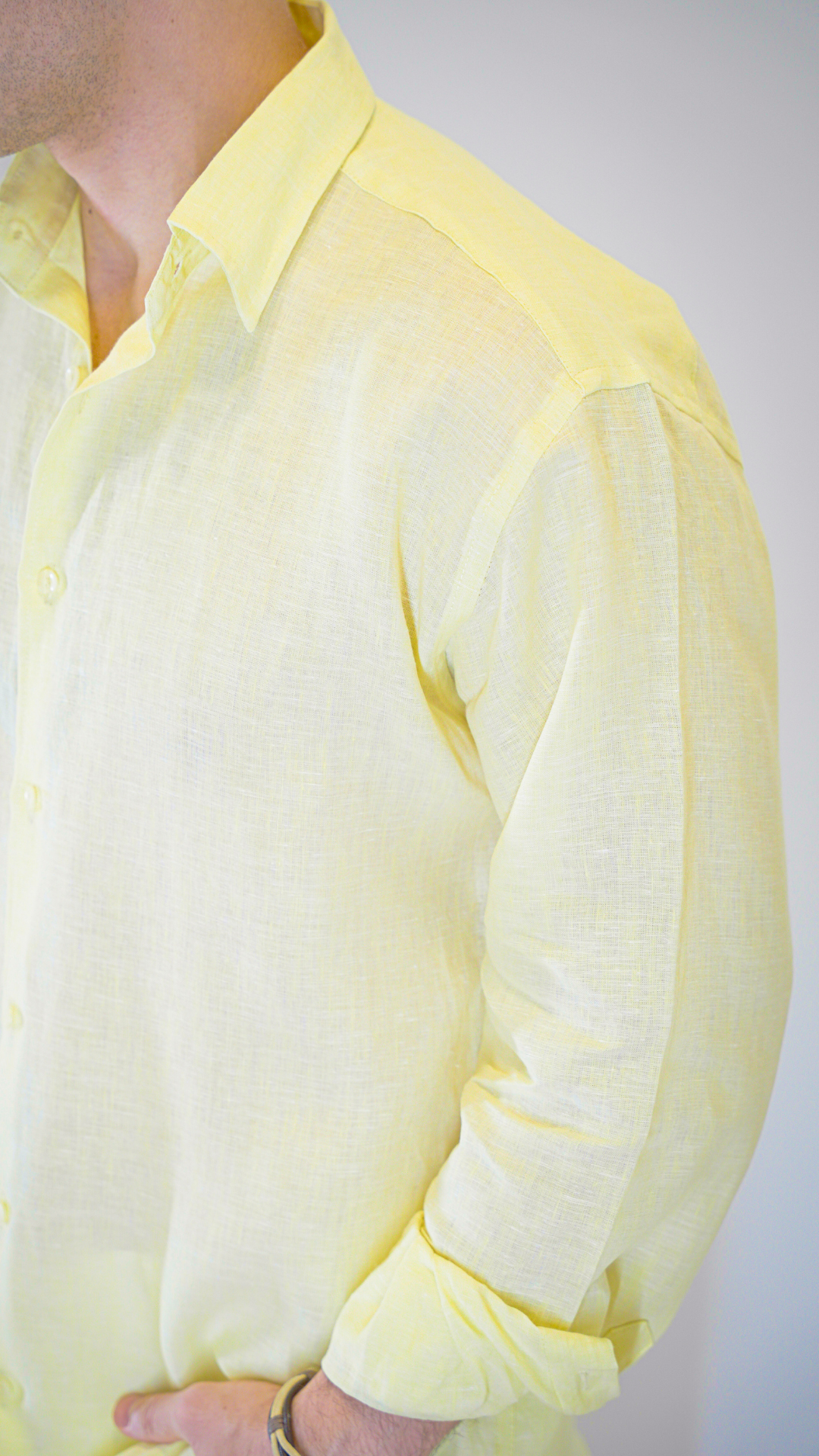 Light Yellow Long Sleeve - linen shirt