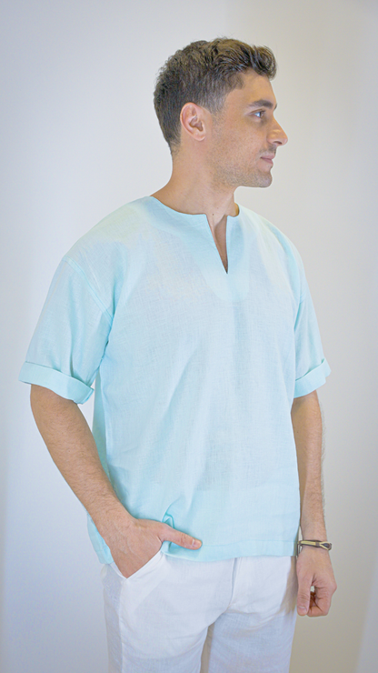 Light Blue Short Sleeve - linen shirt