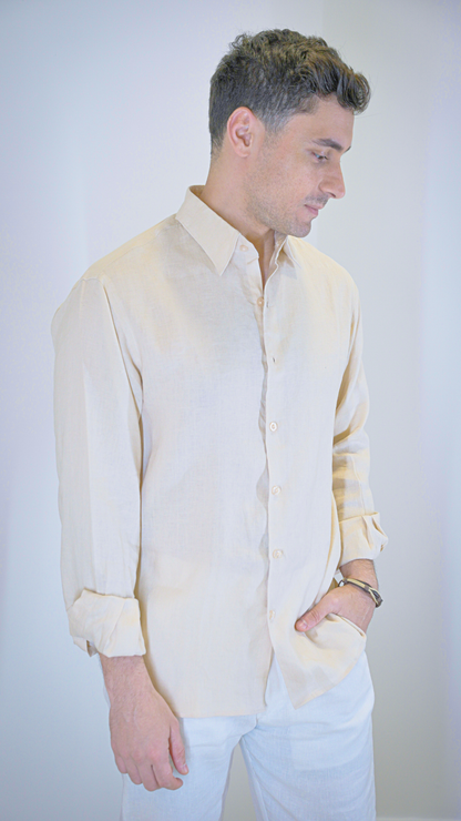 Beige Long Sleeve - linen shirt