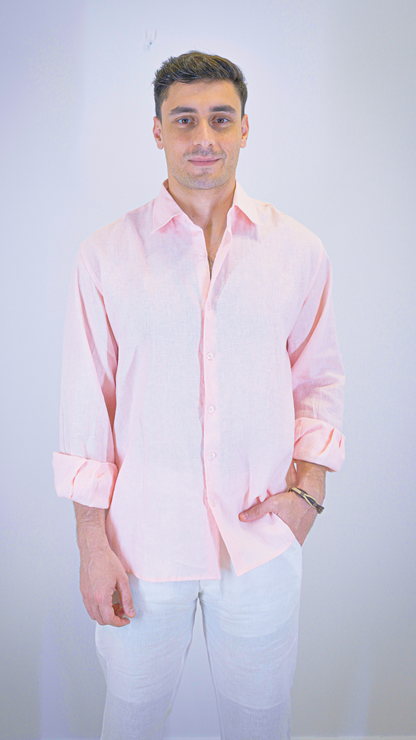 Light Pink Long Sleeve - linen shirt