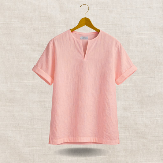 Light Pink Short Sleeve - linen shirt