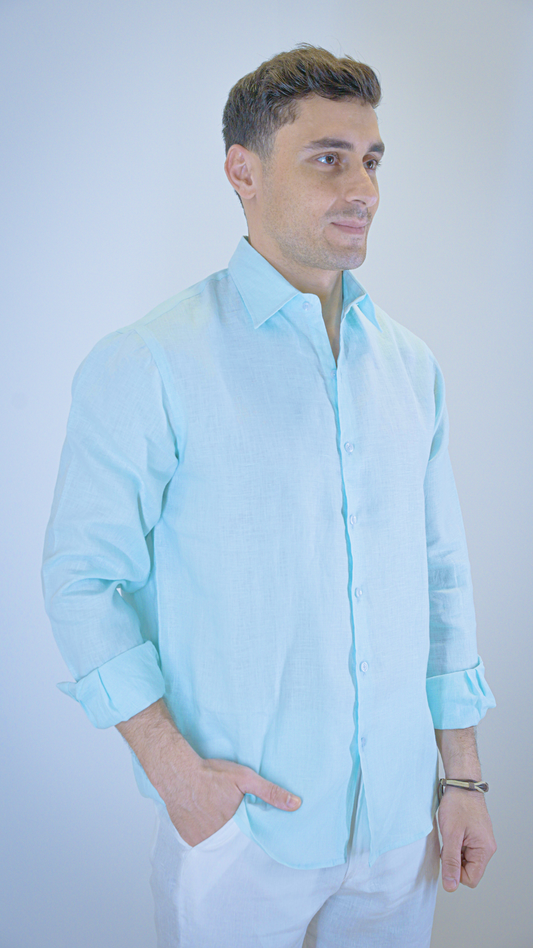 Light Blue Long Sleeve - linen shirt